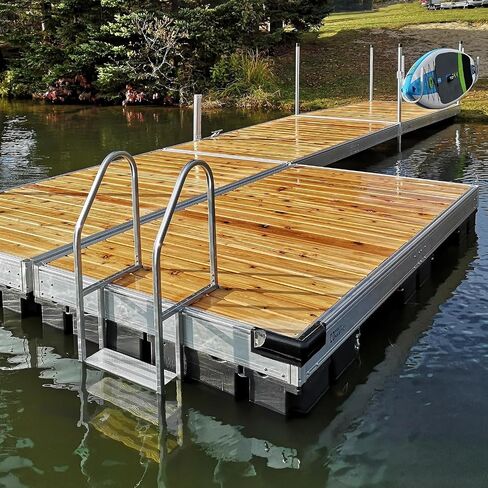 Multinautic 6' Galvanized Steel Dock Posts + 6"×6" HDG Base Plates & PVC Caps Complete Stationary Dock Post Kit, Set of 2 (1-11/16" O.D.) in Kuwait