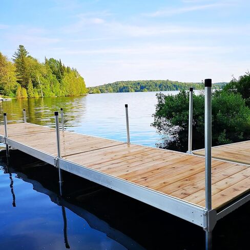 Multinautic 6' Galvanized Steel Dock Posts + 6"×6" HDG Base Plates & PVC Caps Complete Stationary Dock Post Kit, Set of 2 (1-11/16" O.D.) in Kuwait