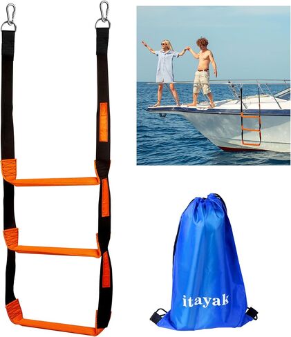 Boat Rope Ladder, 3 Step Heavy Duty 440lbs Strength Climbing Marine Rope Ladder with Reinforced Steps, Perfect for Inflatable Boat, Kayak, Motorboat, Canoeing in Kuwait