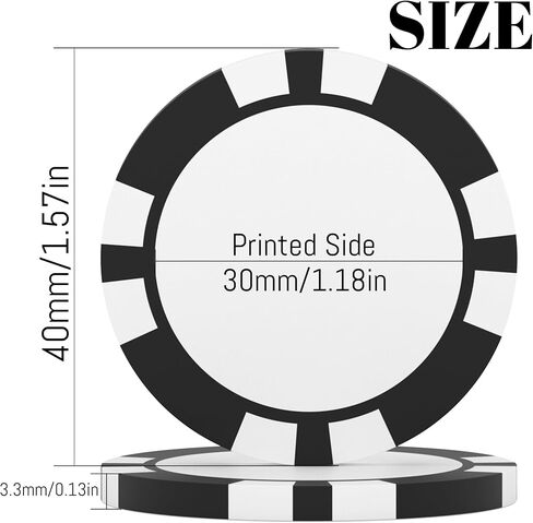 Personalized Clay Poker Chips 50-500 PCS – 40mm 11.5g Heavy Casino Chips with Custom Logo, Photo or Design – Good for Parties, Bars, Business & Corporate Events in Kuwait