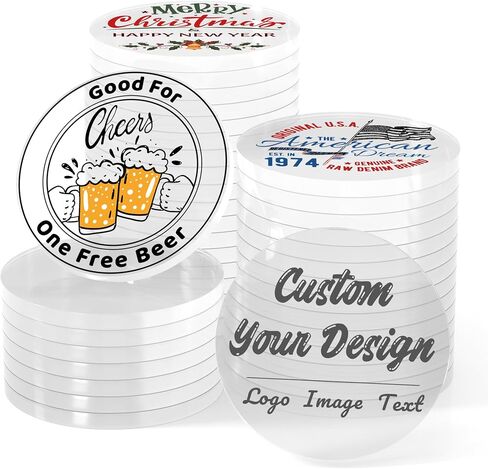 30-1000 Custom Acrylic Poker Chips, Drink Chips Personalized Your Own Logo, Image and Text, Double Sided Full Color Printing Custom Drink Tokens for Bar, Party, Business Cards and Promotions in Kuwait