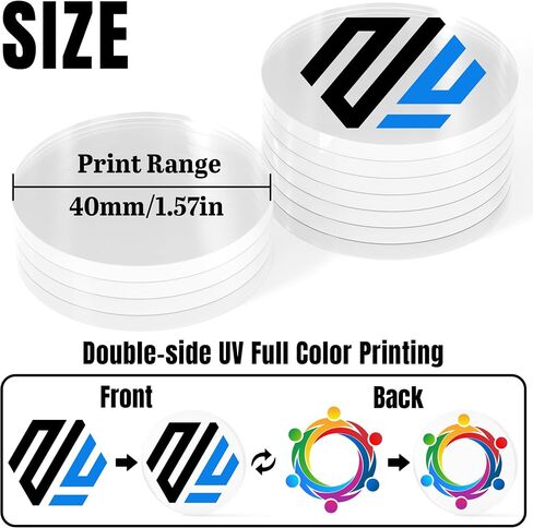 30-1000 Custom Acrylic Poker Chips, Drink Chips Personalized Your Own Logo, Image and Text, Double Sided Full Color Printing Custom Drink Tokens for Bar, Party, Business Cards and Promotions in Kuwait