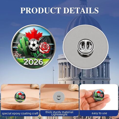 J6&H6 2026 دبابيس طية صدر السترة التذكارية لكرة القدم الدولية تصميم فريد من نوعه دبابيس مثالية للاحتفالات شارة مروحة متينة لحقائب الملابس والقبعات، هدية رائعة وقابلة للتحصيل لعشاق كرة القدم in Kuwait