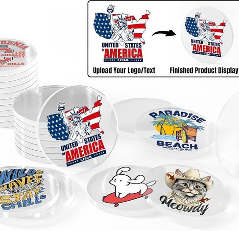 30-1000 Custom Acrylic Poker Chips, Drink Chips Personalized Your Own Logo, Image and Text, Double Sided Full Color Printing Custom Drink Tokens for Bar, Party, Business Cards and Promotions in Kuwait