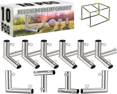 10-Pieces Golf Frame Driving Kit Fittings with Threaded Eye Bolts for EMT Conduit 10' L x 10' W x 10' H DIY Golf Driver Practice Cage Frame (for EMT Straight Pipes Only) in Kuwait