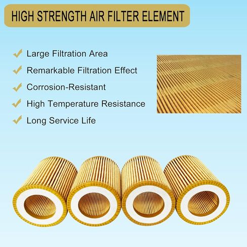 4 Pcs 1622065800 Air Filter Cartridge Fit for Atlas Copco Air Compressor Replacement Filtration Element C630 23092497 2200640815 6211473750 1622-0658-00 2200-6408-15 6211-4737-50 G GX GA4 5FF in Kuwait