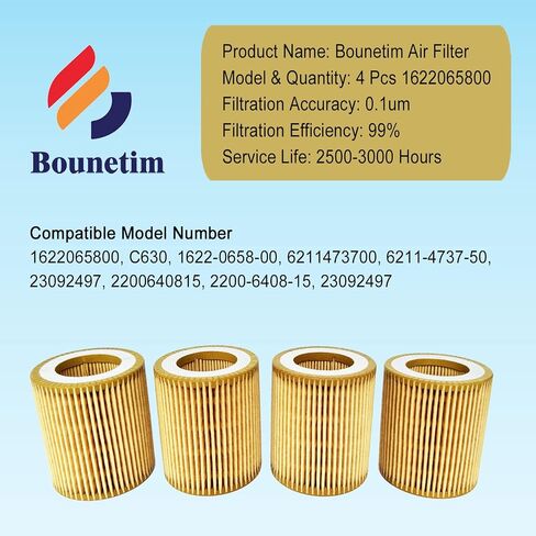 4 Pcs 1622065800 Air Filter Cartridge Fit for Atlas Copco Air Compressor Replacement Filtration Element C630 23092497 2200640815 6211473750 1622-0658-00 2200-6408-15 6211-4737-50 G GX GA4 5FF in Kuwait