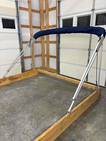 Cypress Rowe Outfitters Navy Blue Replacement Bimini Top Canvas with Storage Boot, 9' Long x 8.5' Wide, 16oz, 4 Bow, fits 97-103" Wide, Zippered Sleeves, Cutout for Navigation Light on Rear Bow in Kuwait