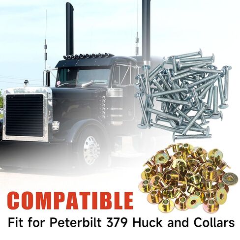 MGPT-R8-10G MGCW-R8U لـ Peterbilt 379 Huck and الياقات 50 قطعة 1/4 بوصة أطواق شفة كبيرة تناسب لوحة غطاء محرك السيارة الرئيسية Peterbilt 379 وحلقة شفة 062-625 مسامير هاك قبضة in Kuwait