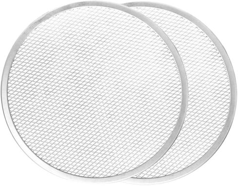 Pizza Screen, 2PCS 12inch Aluminum Round Pizza Mesh Net, Non Stick Baking Tray for Oven Cooking in Kuwait