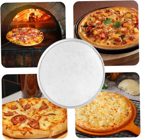Pizza Screen, 2PCS 12inch Aluminum Round Pizza Mesh Net, Non Stick Baking Tray for Oven Cooking in Kuwait