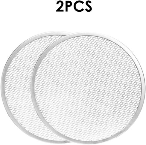 Pizza Screen, 2PCS 12inch Aluminum Round Pizza Mesh Net, Non Stick Baking Tray for Oven Cooking in Kuwait