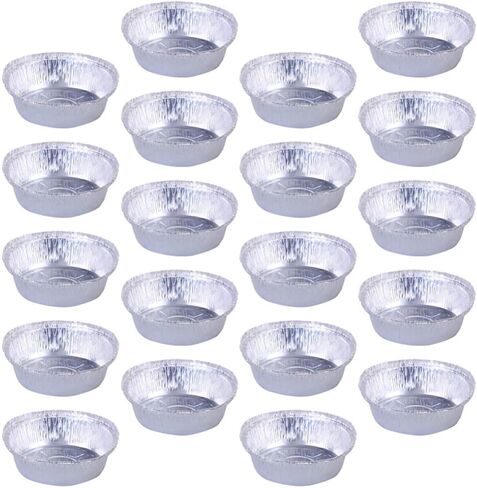 ULTECHNOVO 20pcs round Aluminum Foil Pans for Air Fryer and Barbecue, Multi-functional Bakery Baking Bowls Made of Sturdy Aluminum Foil, Protects Food from Burning and Suitable for Meat in Kuwait