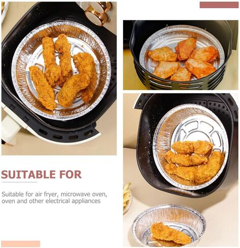 ULTECHNOVO 20pcs round Aluminum Foil Pans for Air Fryer and Barbecue, Multi-functional Bakery Baking Bowls Made of Sturdy Aluminum Foil, Protects Food from Burning and Suitable for Meat in Kuwait