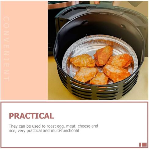 ULTECHNOVO 20pcs round Aluminum Foil Pans for Air Fryer and Barbecue, Multi-functional Bakery Baking Bowls Made of Sturdy Aluminum Foil, Protects Food from Burning and Suitable for Meat in Kuwait
