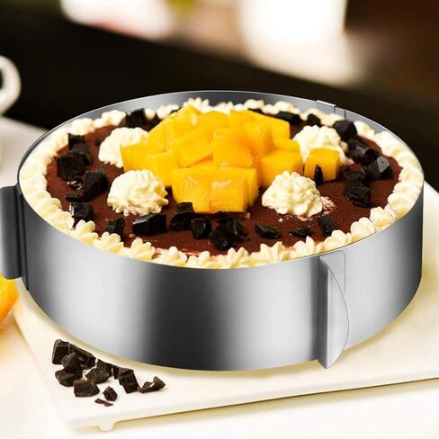 BESTOYARD Cake Baking Mold Silver Stainless Steel with Scale Adjustable Easy Demoulding Unique Shape for Professional Cake Shop Baking in Kuwait
