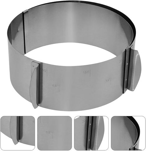 BESTOYARD Cake Baking Mold Silver Stainless Steel with Scale Adjustable Easy Demoulding Unique Shape for Professional Cake Shop Baking in Kuwait