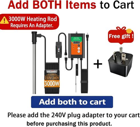 3000W Immersion Water Heater, Submersible Water Heater, Large Hot Tub & Pool Heater with LCD Thermostat & Leakage Protection, for Bathtub, Swimming Pool, Baptistry, Bucket in Kuwait