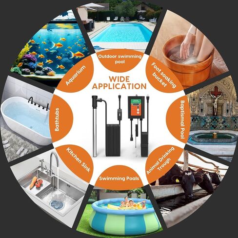 3000W Immersion Water Heater, Submersible Water Heater, Large Hot Tub & Pool Heater with LCD Thermostat & Leakage Protection, for Bathtub, Swimming Pool, Baptistry, Bucket in Kuwait