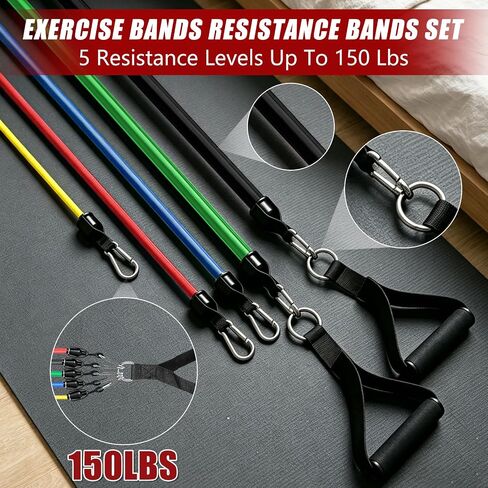 Resistance Bands with Handles, 5-Level Exercise Bands with Handles, Resistance Bands for Men and Women, Exercise Bands for Full-Body Training, Fitness, Physical Therapy, Workout Bands at Home, Gym in Kuwait