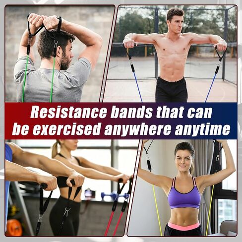 Resistance Bands with Handles, 5-Level Exercise Bands with Handles, Resistance Bands for Men and Women, Exercise Bands for Full-Body Training, Fitness, Physical Therapy, Workout Bands at Home, Gym in Kuwait