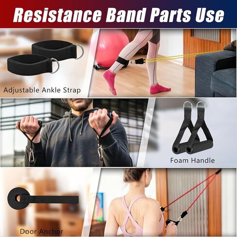 Resistance Bands with Handles, 5-Level Exercise Bands with Handles, Resistance Bands for Men and Women, Exercise Bands for Full-Body Training, Fitness, Physical Therapy, Workout Bands at Home, Gym in Kuwait