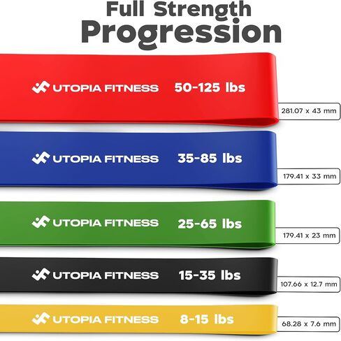 Utopia Fitness Pull Up Bands, Pull Up Resistance Bands Set of 5, Heavy Duty Pull Up Assistance Bands 8-125 lbs, Resistance Bands for Working Out, Strength Training, Physical Therapy for Men & Women in Kuwait