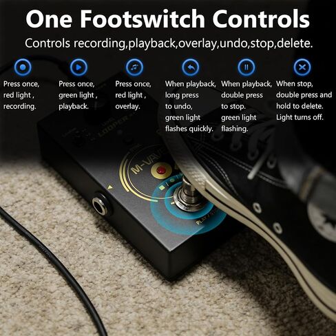 دواسة تأثير جيتار M-VAVE Looper II، حلقة رقمية مع 3 مواقع تخزين، تحكم في السرعة المتغيرة، USB-C وطاقة 9 فولت تيار مستمر in Kuwait
