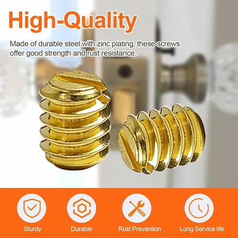 Door Knob Set Screws Replacement 1/4-20 Thread, Fully Threaded Headless Screw with Recessed Hex Drive for Door Handles & Levers, Steel Set Screw Hardware Replacement - 20 Pack in Kuwait