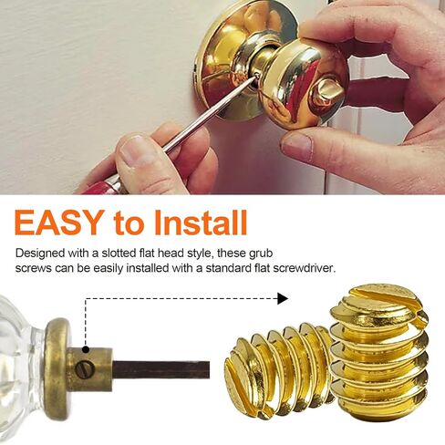 Door Knob Set Screws Replacement 1/4-20 Thread, Fully Threaded Headless Screw with Recessed Hex Drive for Door Handles & Levers, Steel Set Screw Hardware Replacement - 20 Pack in Kuwait