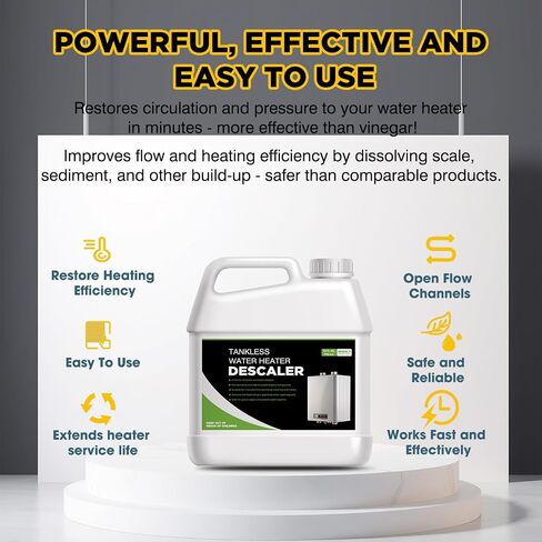Tankless Water Heater Descaler - Quart (32 oz) Premium Descaler for Tankless Water Heater Systems, Restores Heating Efficiency, Easy Use in Kuwait