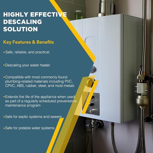 Tankless Water Heater Descaler - Quart (32 oz) Premium Descaler for Tankless Water Heater Systems, Restores Heating Efficiency, Easy Use in Kuwait