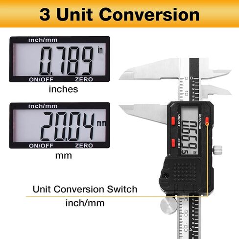 Digital Caliper 6 inch, Stainless Steel Vernier Micrometer Measuring Tool with Large LCD Display, Easy Inch/Metric Conversion, Precision Gauge for Machinists, Woodworking & DIY in Kuwait