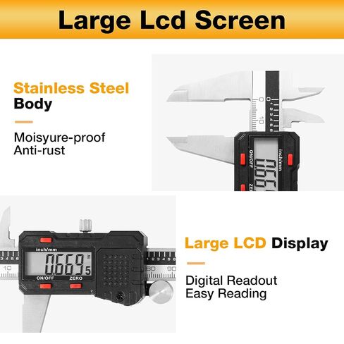Digital Caliper 6 inch, Stainless Steel Vernier Micrometer Measuring Tool with Large LCD Display, Easy Inch/Metric Conversion, Precision Gauge for Machinists, Woodworking & DIY in Kuwait