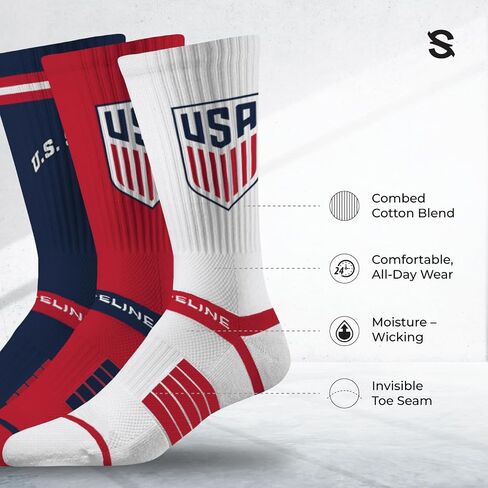 جوارب Strideline US Soccer Crew، أداء مبطن، 3 قطع in Kuwait