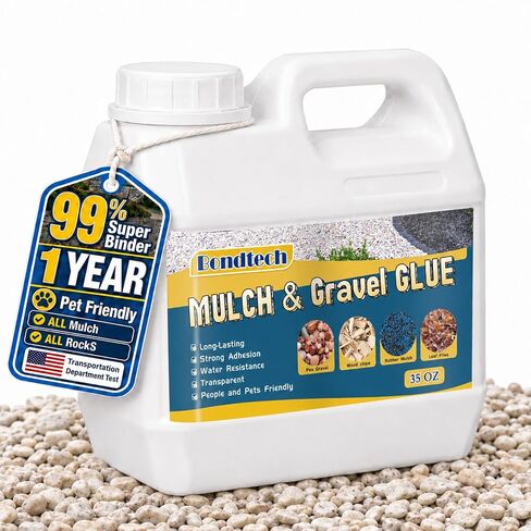 Mulch and Gravel Glue, Concentrated Rock Strong Glue for Landscaping, Pea Gravel, Pebble, Rubber Mulch, Paths & Patios, Pine Straw for Outdoor (64 OZ) in Kuwait