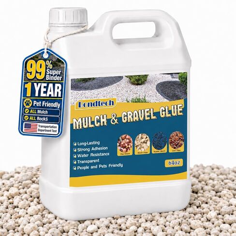 Mulch and Gravel Glue, Concentrated Rock Strong Glue for Landscaping, Pea Gravel, Pebble, Rubber Mulch, Paths & Patios, Pine Straw for Outdoor (64 OZ) in Kuwait
