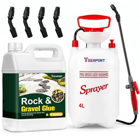 Teexpert 1 Gallon Rock Glue for Landscaping with Sprayer, Concentrated Gravel Glue for Pea Gravel & Small Rocks, 10,000 mPa·s Strong Hold, Covers up to 280 sq ft, Water Permeable, Dries Clear in Kuwait