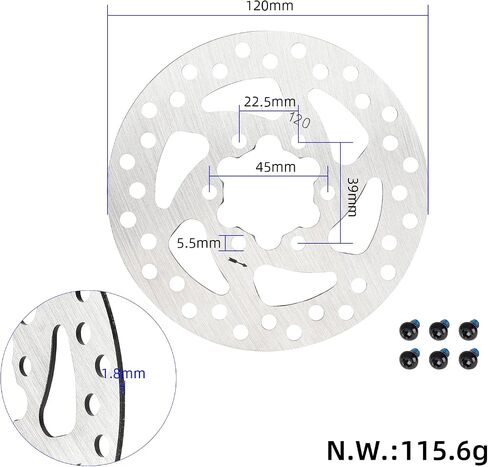 myBESTscooter - 120mm Disc With 6 Screw Holes For Brake Unit For Segway Ninebot F20, F25, F30, F40, F Series Electric Scooter in Kuwait