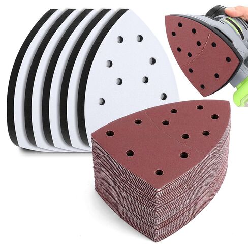 5 Pcs 11 Holes Foam Sanding Pads with 50 Pcs Mouse Sander Sandpaper in 60/80/120/150/220 Grits, Mouse Detail Sanding Interface Pad in Kuwait