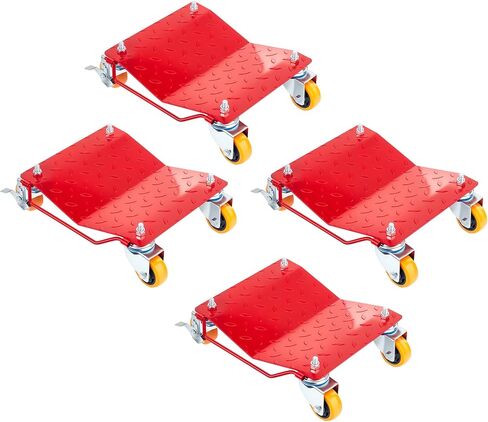 GPM&T AQUA BOSS 5500 lbs Tire Wheel Dolly Car Set of 4, Heavy Duty Robust & Durable Steel Car Mover with Antiskid Plate & 360 Degree Rotatable Wheel,Red in Kuwait