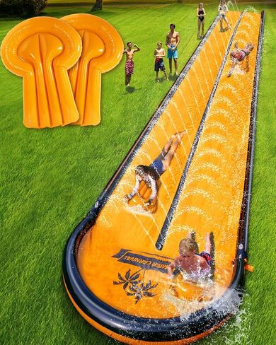 22ft Slip and Water Slide with 2 Inflatable Bodyboards，Pink Water Slide with Sprinkler for Kids Backyard，Summer Water Toys for Kids Outside，Lawn Water Slide in Kuwait