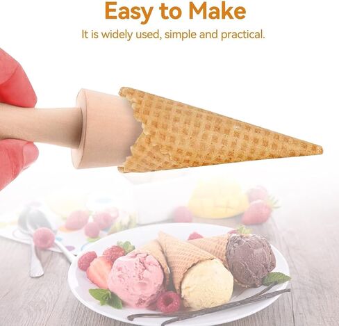 2PCS Pizzelle Roller, Ice Cream Cone Mold Wooden Cone Roller Ice Cream Cone Mold Cone Roller Cooking Kitchen Tool Decorating Baking Accessory Wooden（9.1in） in Kuwait