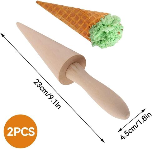 2PCS Pizzelle Roller, Ice Cream Cone Mold Wooden Cone Roller Ice Cream Cone Mold Cone Roller Cooking Kitchen Tool Decorating Baking Accessory Wooden（9.1in） in Kuwait