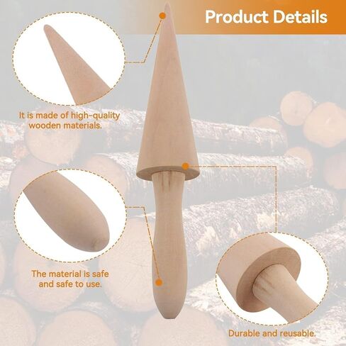 2PCS Pizzelle Roller, Ice Cream Cone Mold Wooden Cone Roller Ice Cream Cone Mold Cone Roller Cooking Kitchen Tool Decorating Baking Accessory Wooden（9.1in） in Kuwait