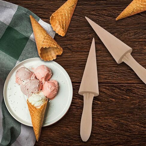 2PCS Pizzelle Roller, Ice Cream Cone Mold Wooden Cone Roller Ice Cream Cone Mold Cone Roller Cooking Kitchen Tool Decorating Baking Accessory Wooden（9.1in） in Kuwait