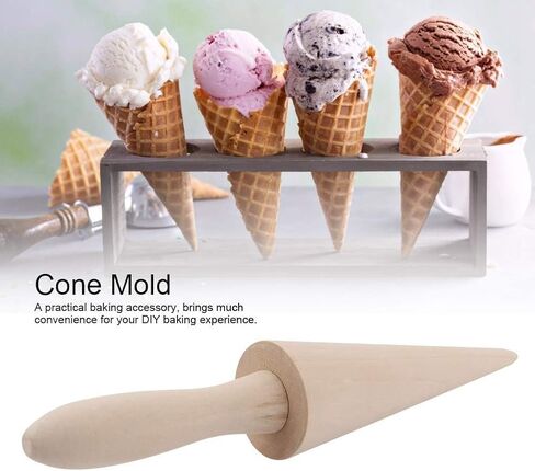 2PCS Pizzelle Roller, Ice Cream Cone Mold Wooden Cone Roller Ice Cream Cone Mold Cone Roller Cooking Kitchen Tool Decorating Baking Accessory Wooden（9.1in） in Kuwait
