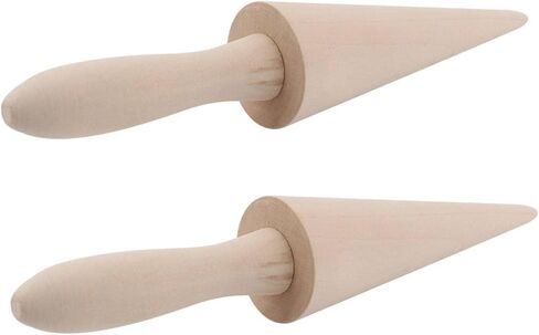 2PCS Pizzelle Roller, Ice Cream Cone Mold Wooden Cone Roller Ice Cream Cone Mold Cone Roller Cooking Kitchen Tool Decorating Baking Accessory Wooden（9.1in） in Kuwait
