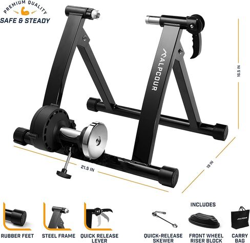 Alpcour Magnetic Bike Trainer Stand for Indoor Riding – with Bike Trainer 4-Tier Riser Block for Front Wheel with Anti-Skid Design in Kuwait