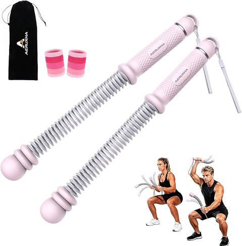 Weighted Ropeless Cordless Battle Ropes, Adjustable Resistance Portable Exercise Ropes w/Wristband&Storage Bag for Small Home Gym&Travel Strength Building HIIT Aerobic Training for Men&Women(Pink) in Kuwait